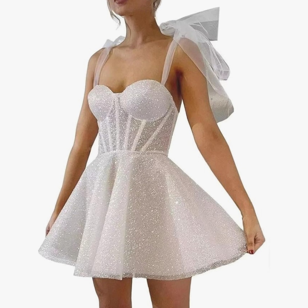 White Glitter Tulle Dress
